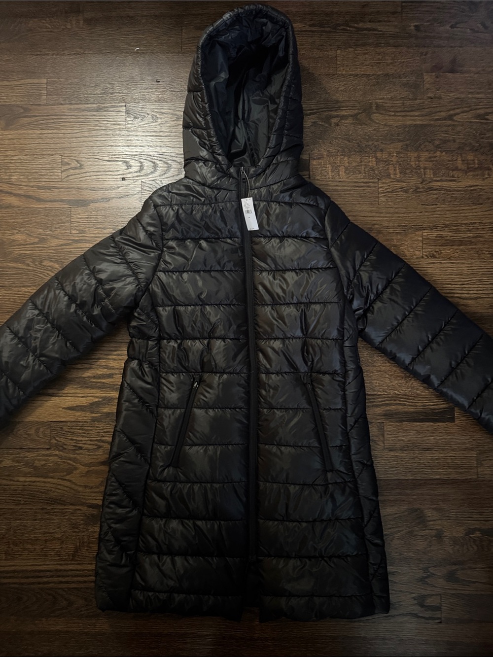 GAP Maternity - Black Hooded Quilted Long Puffer Jacket
